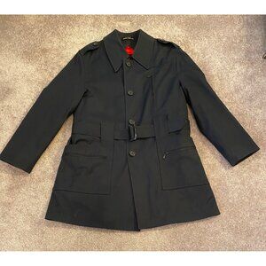 Vintage Harbor Master Mens Black Trench Coat Removable Liner 38 R